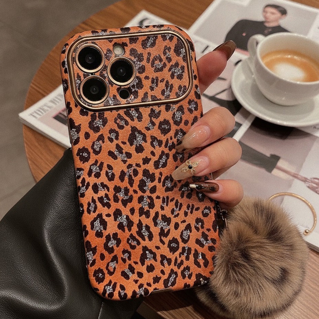 Luxury Brown Sparkle Leopard Print iPhone Case