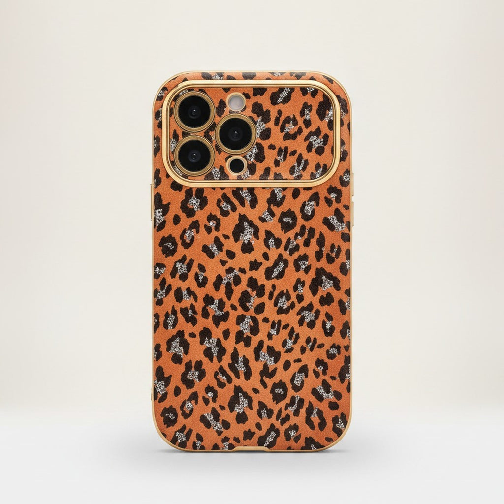 Glitter Leopard Print Large Camera iPhone Case – tech (view 1)