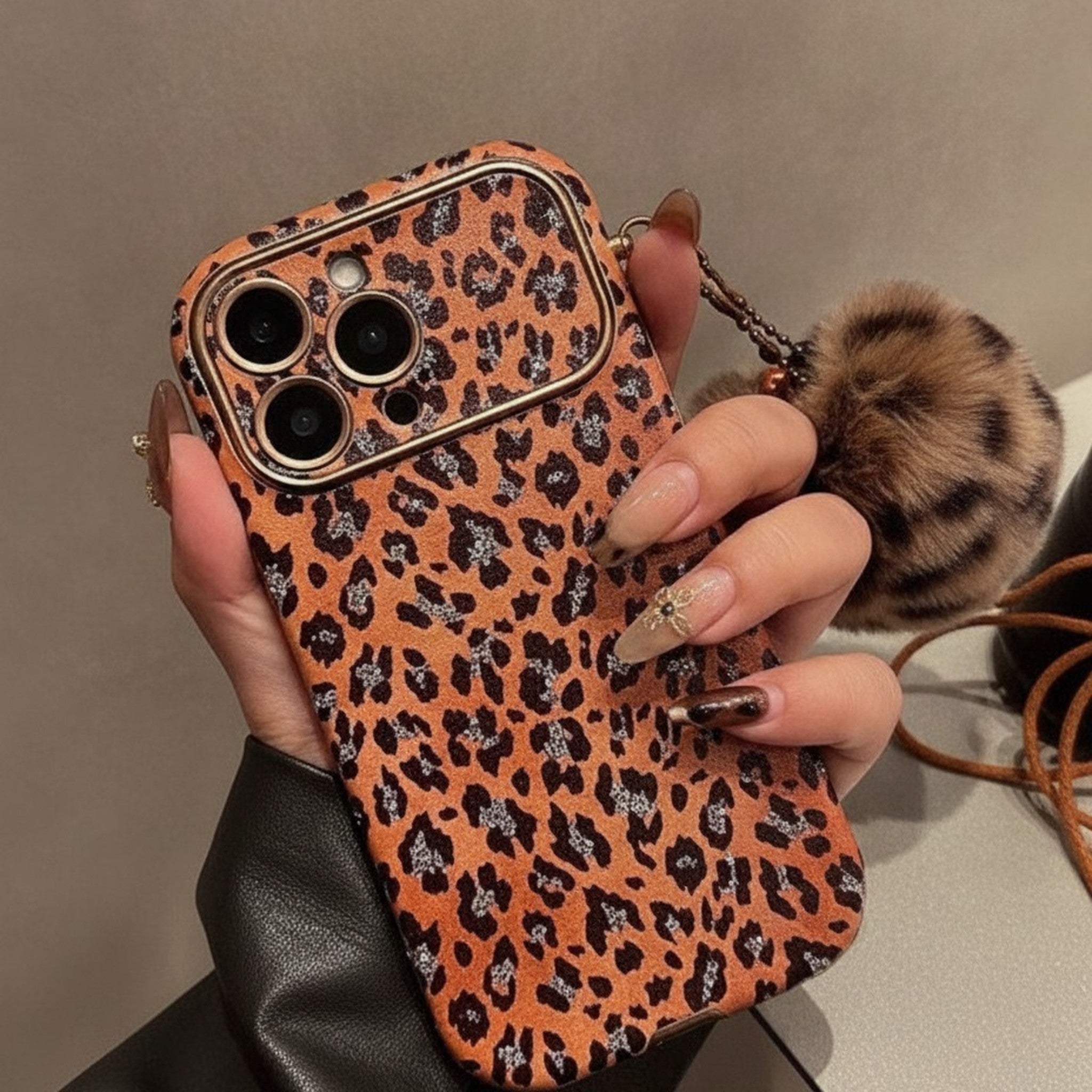 Luxury Brown Sparkle Leopard Print iPhone Case