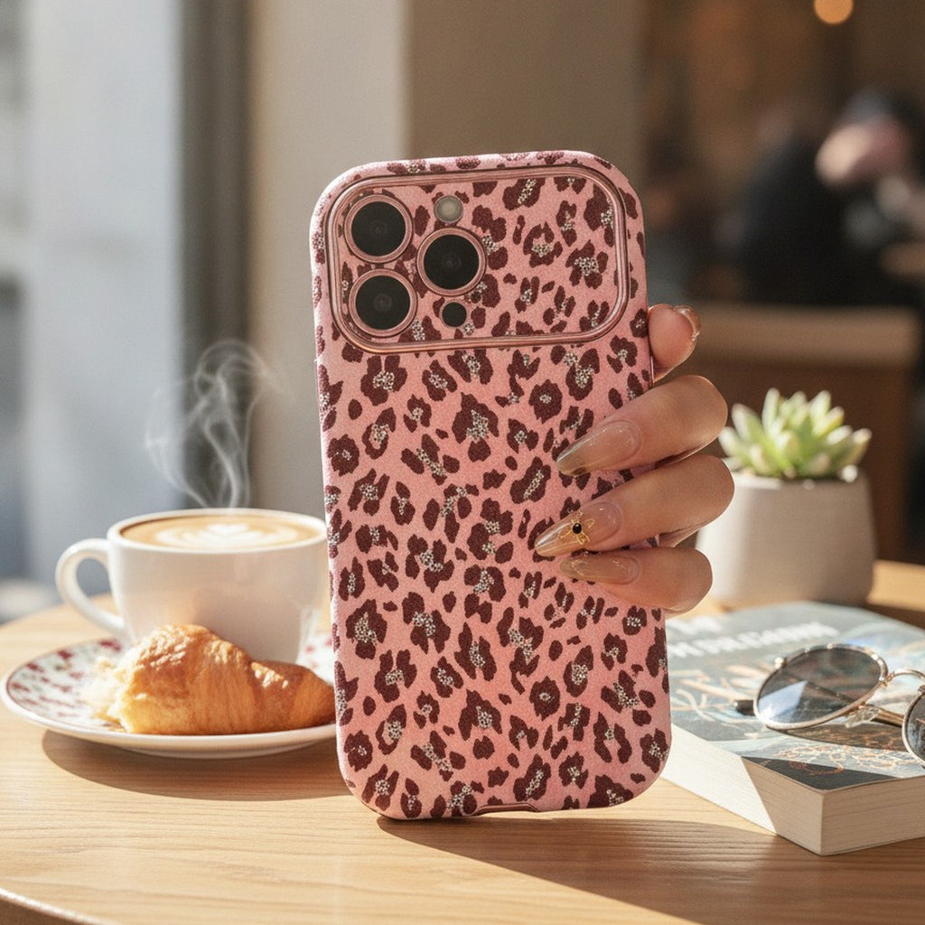 Stylish Pink Glitter Leopard Print Device Phone Case