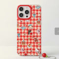 Cute Gingham Animal Sticker Phone Case with Charm – tech (view 1)