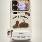 White Cute Puppy 3D Textured Phone Case with Stand