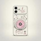 White Cute Retro Camera Music Phone Case with Grip