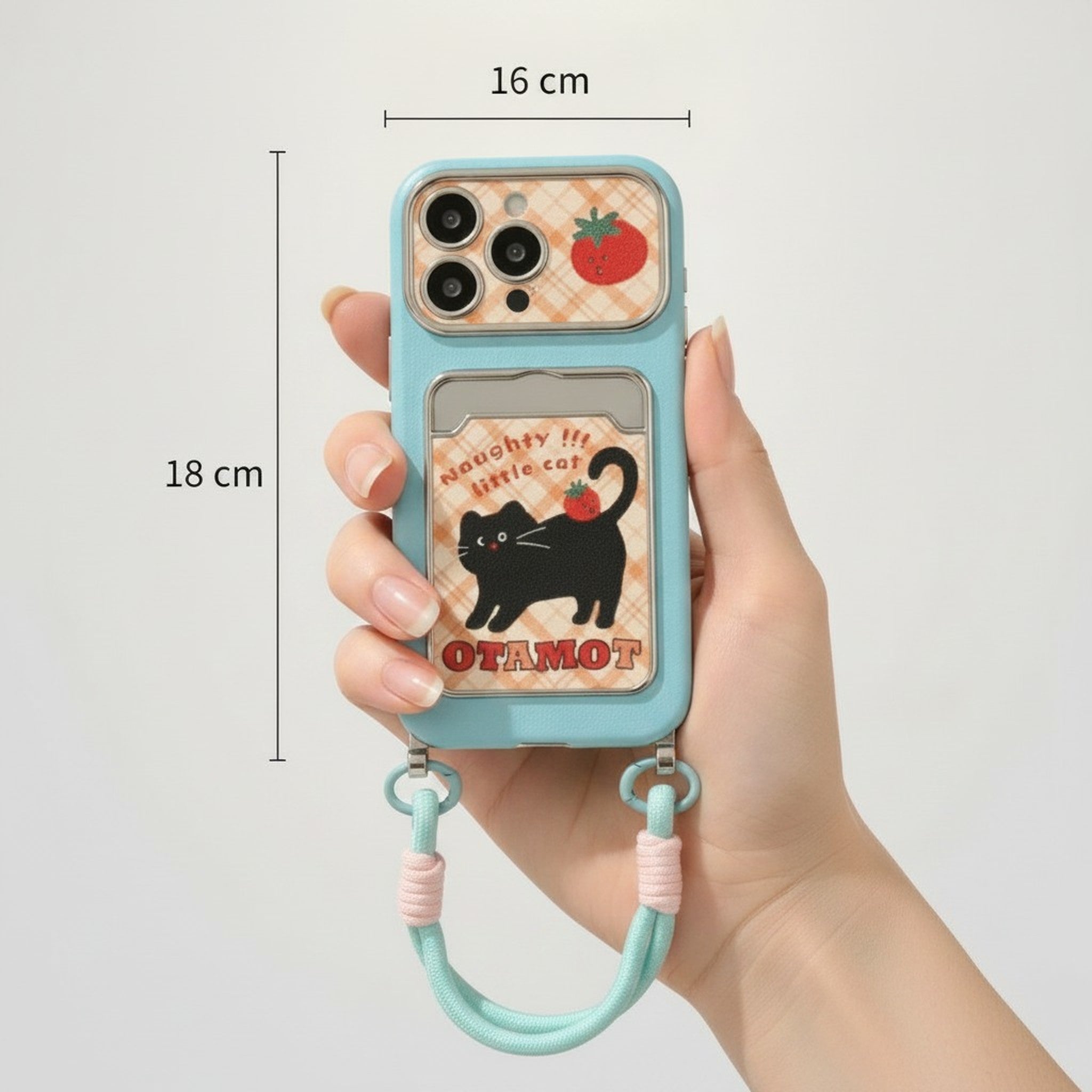 Naughty Cat Card Holder Strap Phone Case – tech (view 3)