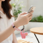 Pink Fuzzy Cat Phone Charm Keychain – tech