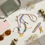 Beaded Phone Charm Strap With Tassel - Pink – tech (view 2)