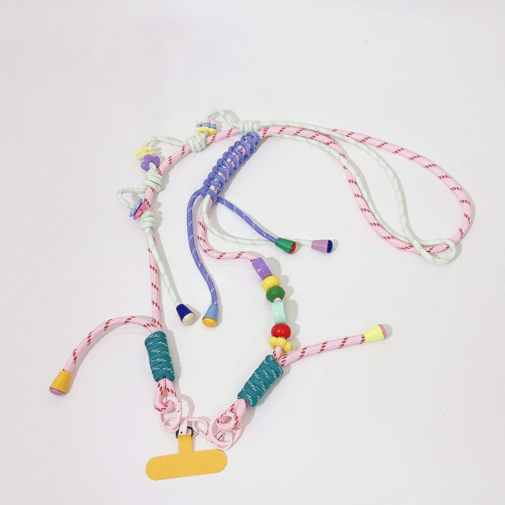 Beaded Phone Charm Strap With Tassel - Pink – tech (view 1)