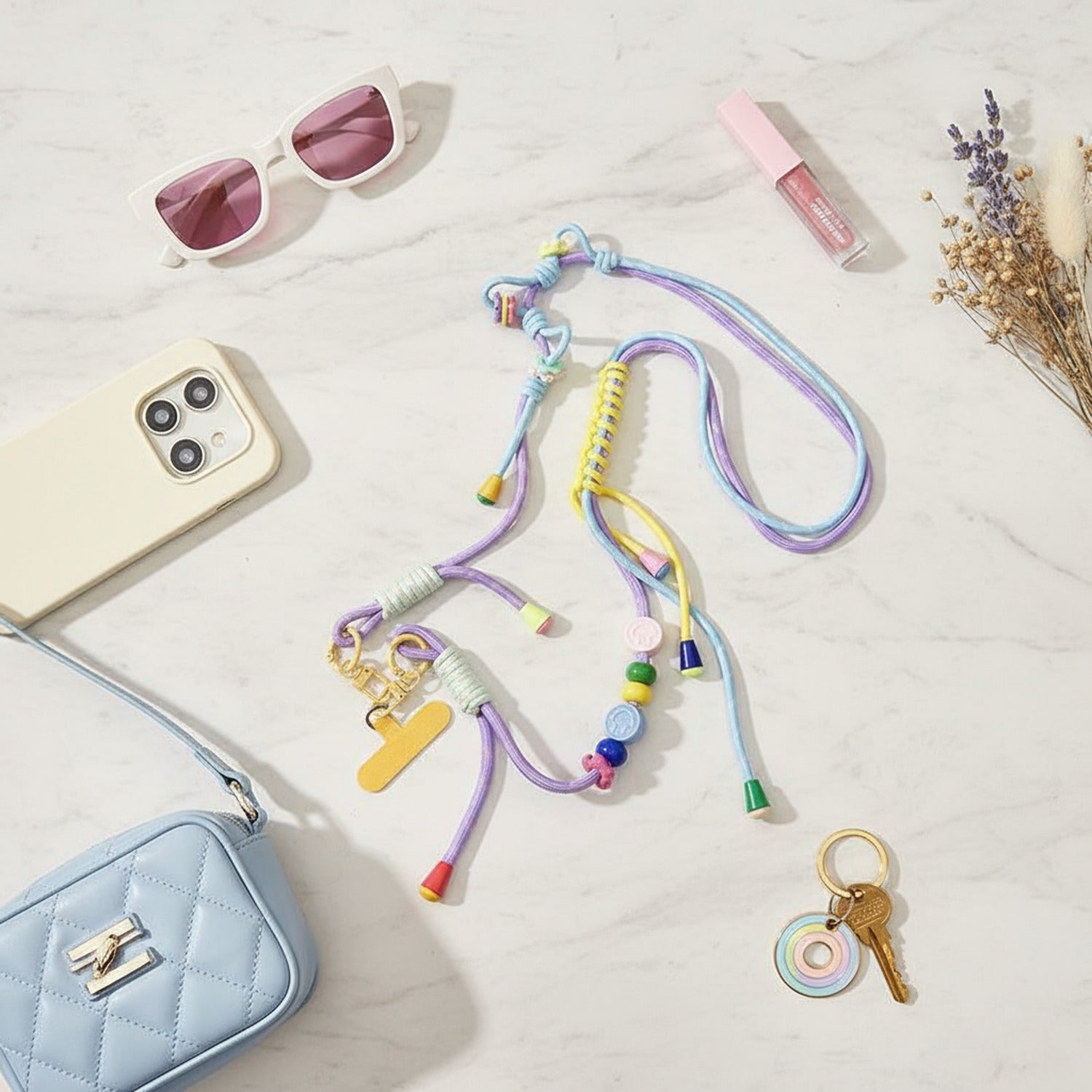 Beaded Phone Charm Strap With Tassel - Purple – tech (view 2)