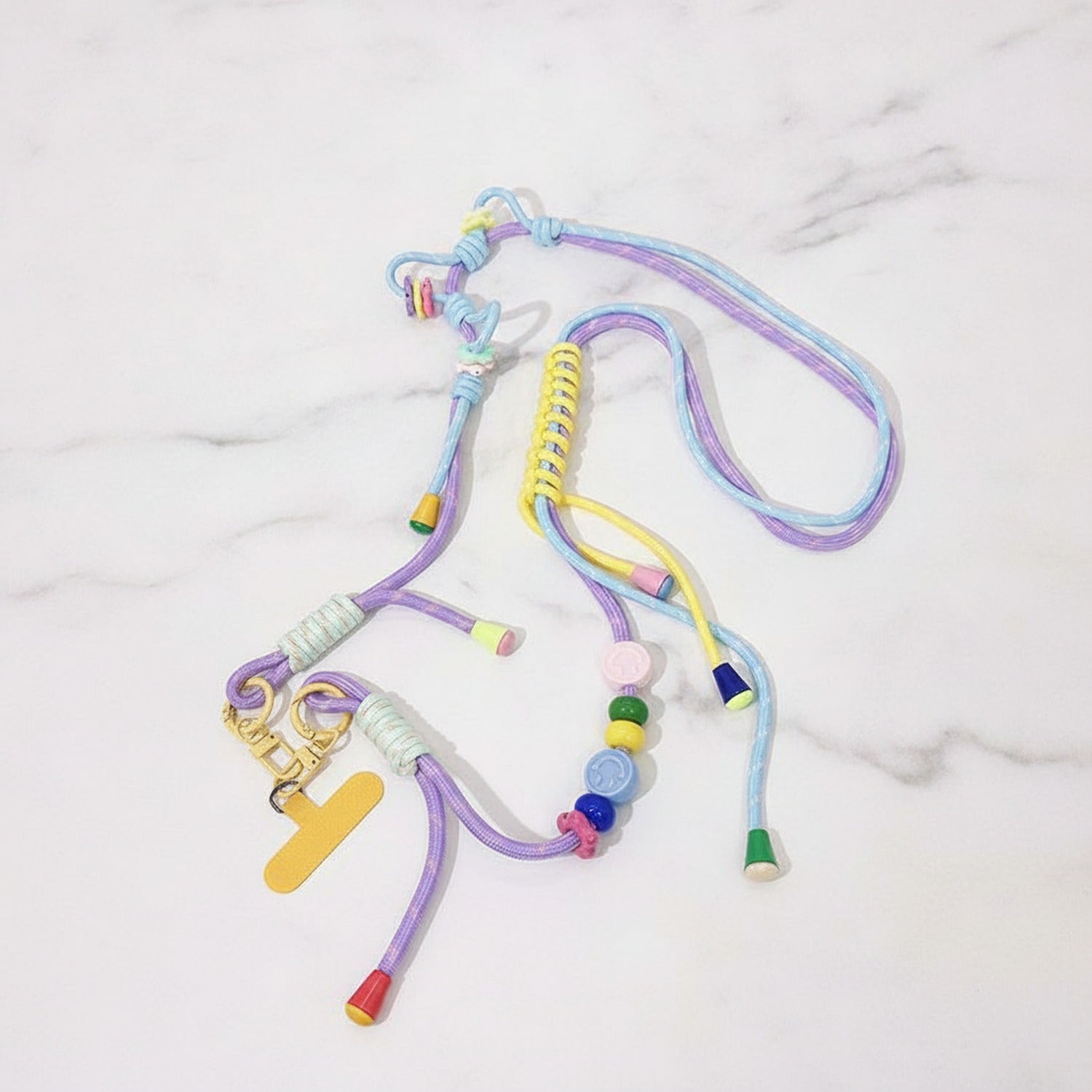 Beaded Phone Charm Strap With Tassel - Purple