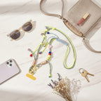 Beaded Phone Charm Strap With Tassel - Blue & Yellow – tech (view 2)