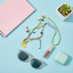 Beaded Phone Charm Strap With Tassel - Blue & Yellow – tech (view 3)