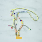 Beaded Phone Charm Strap With Tassel - Blue & Yellow