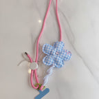 Flower Phone Charm Strap - Blue Plaid Floral – tech (view 2)