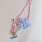 Flower Phone Charm Strap - Blue Plaid Floral – tech (view 1)