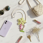 Flower Phone Charm Strap - Green Plaid Floral – tech (view 2)