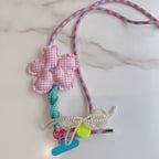 Flower Phone Charm Strap - Pink Plaid Flower