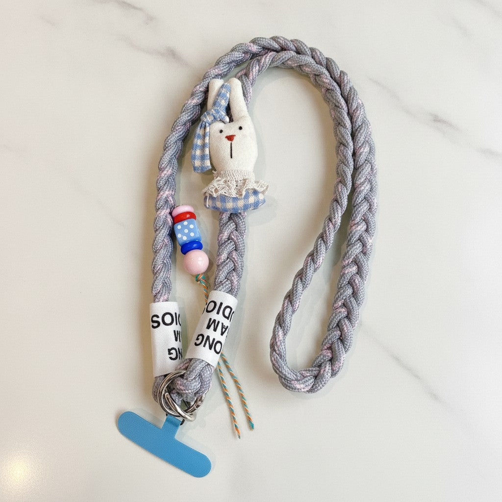 Lavender Rope Bunny Charm Phone Strap