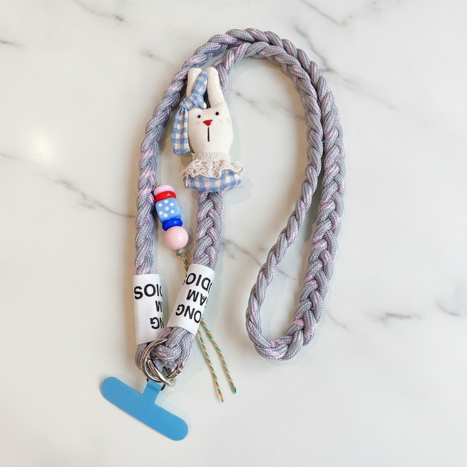 Lavender Rope Bunny Charm Phone Strap