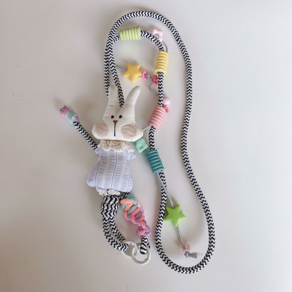 Pastel Bunny Charm Phone Strap With Stars – tech (view 1)