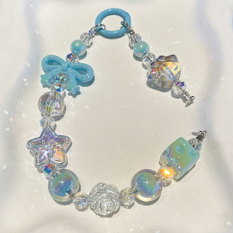 Dopamine Beaded Phone Charm Strap - Blue – tech