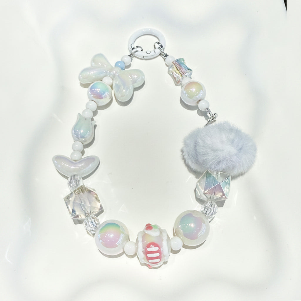 Dopamine Beaded Phone Charm Strap - Pearl White – tech (view 1)