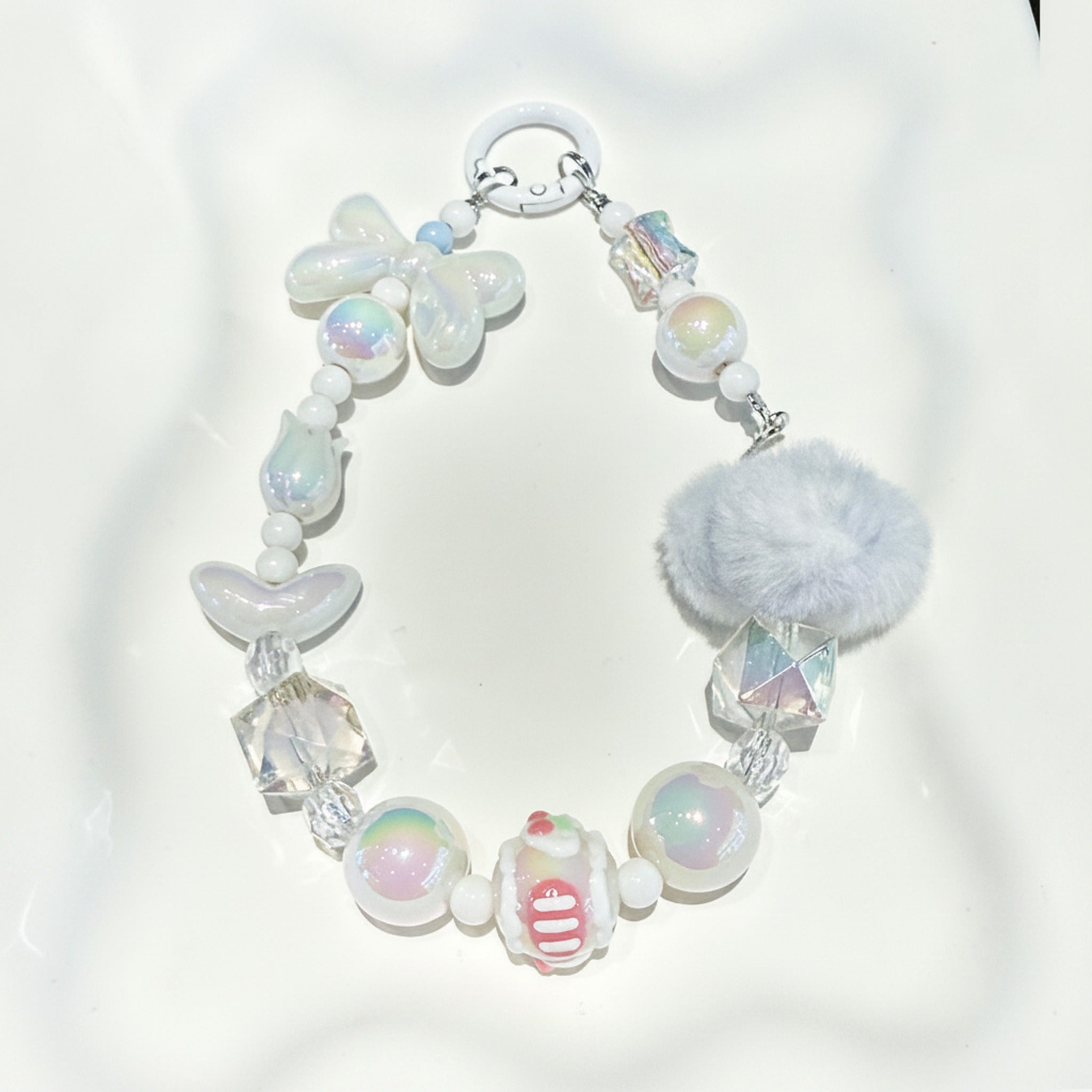 Dopamine Beaded Phone Charm Strap - Pearl White – tech (view 1)
