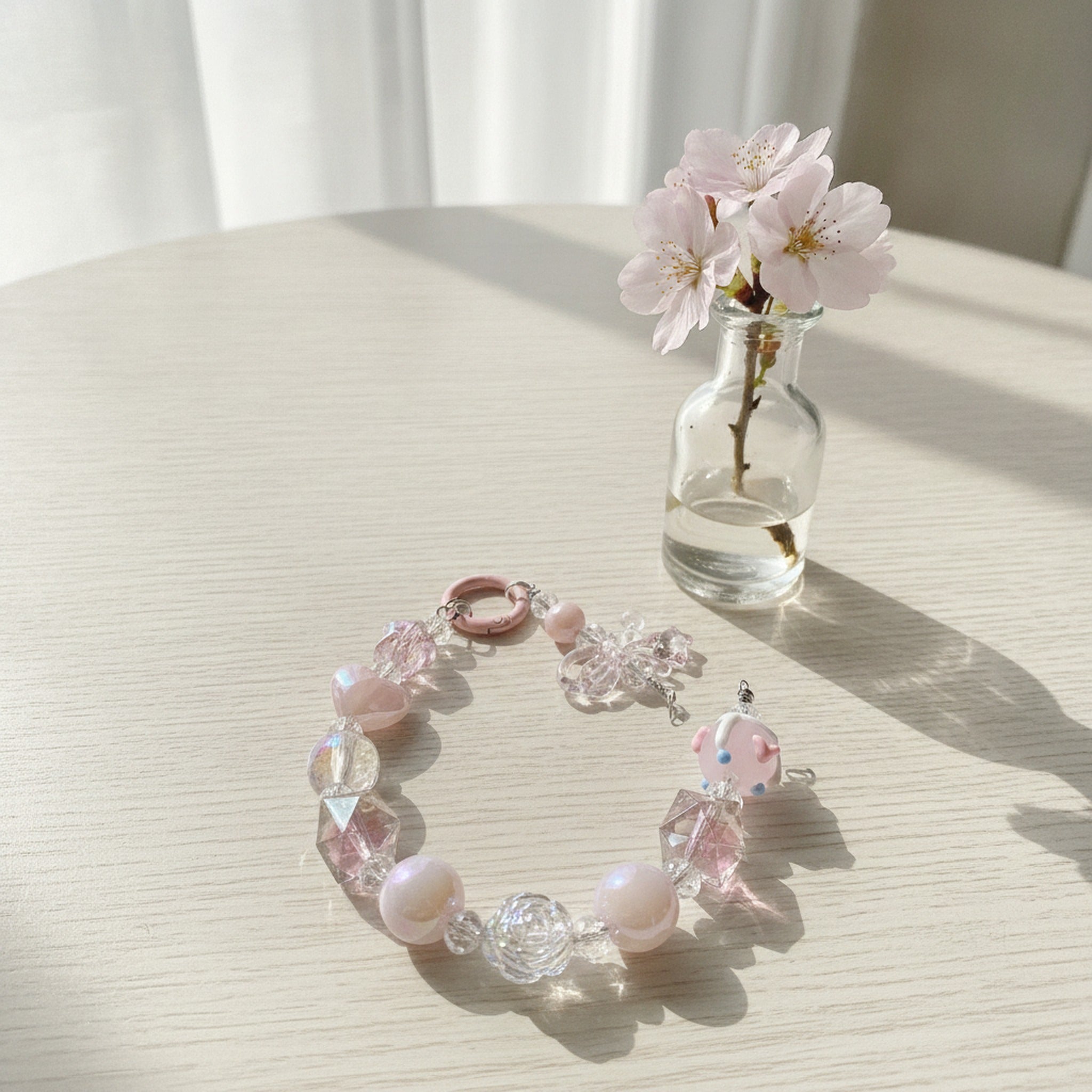 Dopamine Beaded Phone Charm Strap - Pink – tech (view 2)