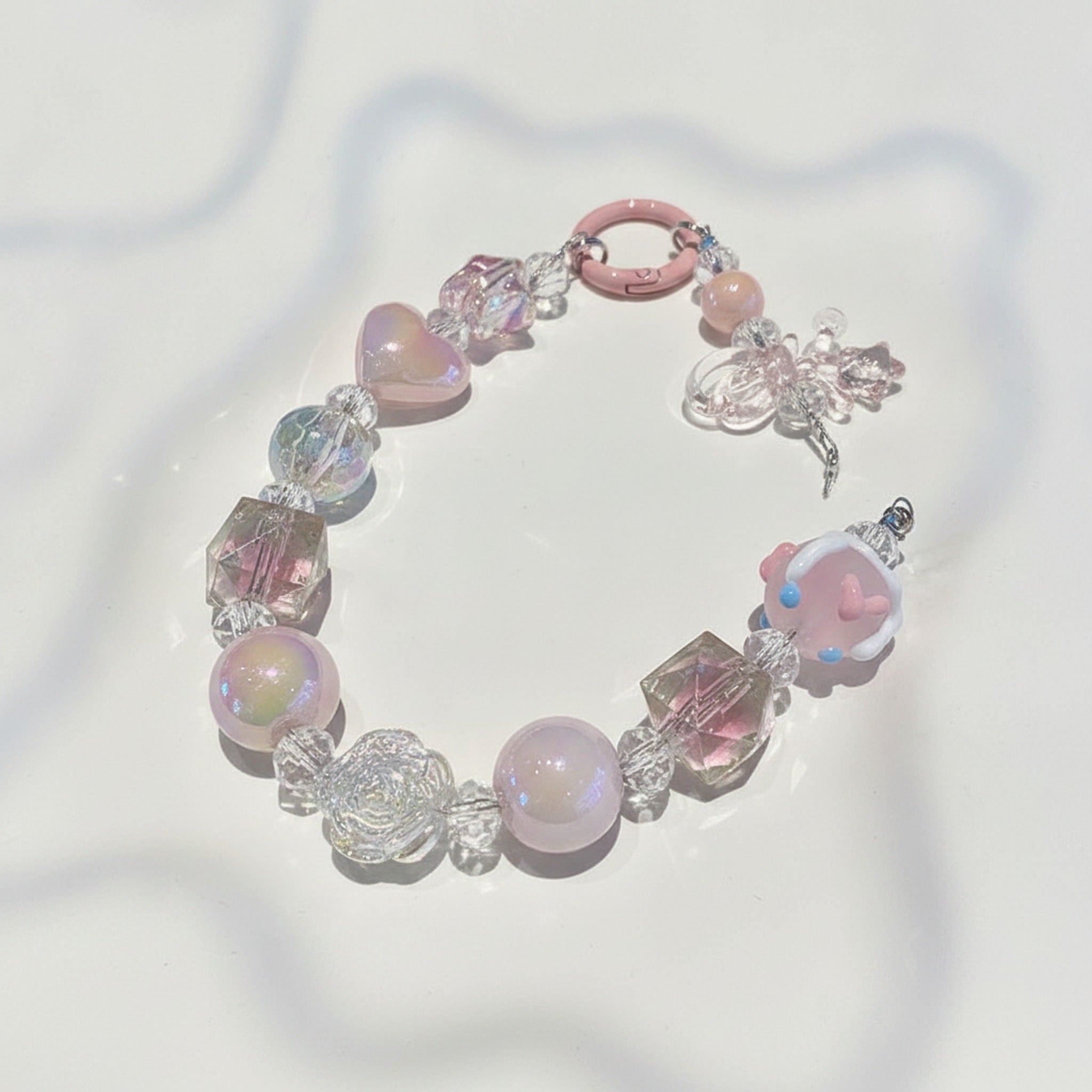 Dopamine Beaded Phone Charm Strap - Pink – tech (view 1)