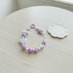 Dopamine Beaded Phone Charm Strap - Purple And White – tech (view 2)