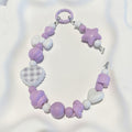 Dopamine Beaded Phone Charm Strap - Purple And White – tech (view 1)
