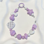 Dopamine Beaded Phone Charm Strap - Purple And White – tech (view 1)