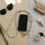 Beaded Butterfly Phone Strap with Bows - Blush Pearl – tech (view 2)