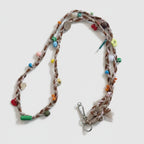 Beaded Butterfly Phone Strap with Bows - Rainbow Beads Cream