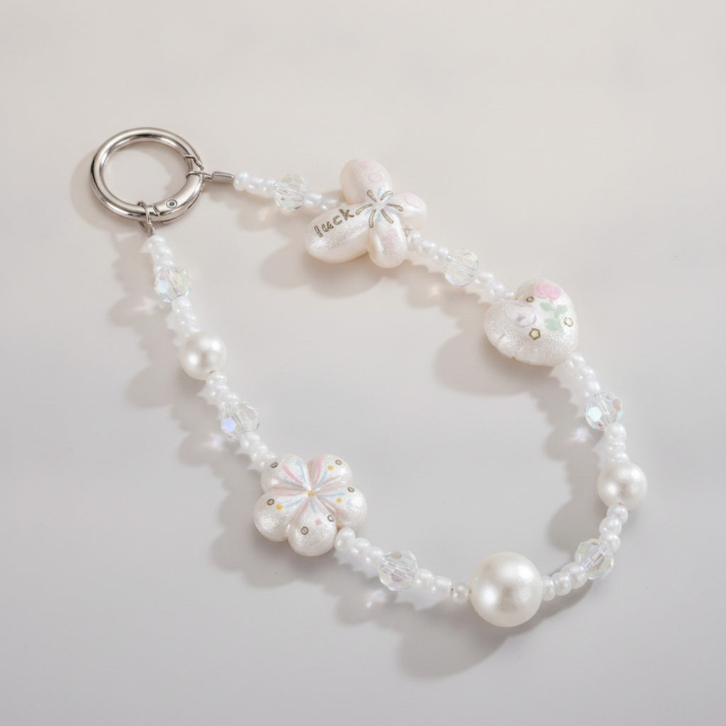 Pearlescent Beaded Phone Charm with Charms – jewelry (view 1)