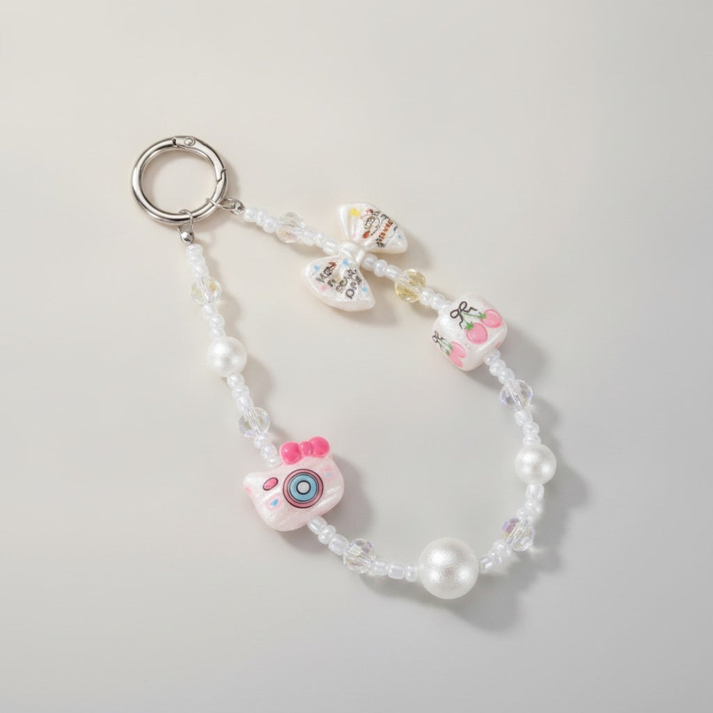 Pearlescent Beaded Phone Charm with Charms – jewelry (view 2)