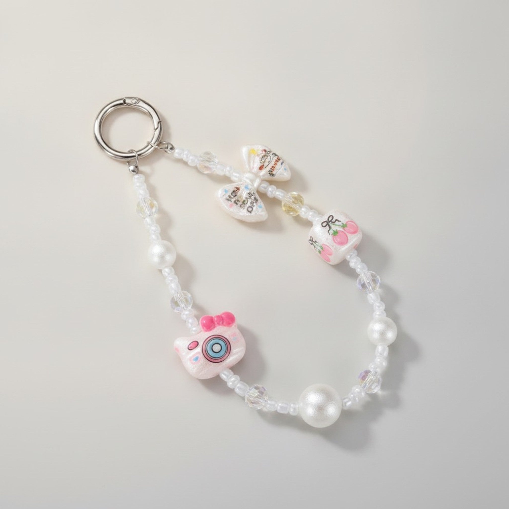 Pearlescent Beaded Phone Charm with Charms – jewelry (view 2)