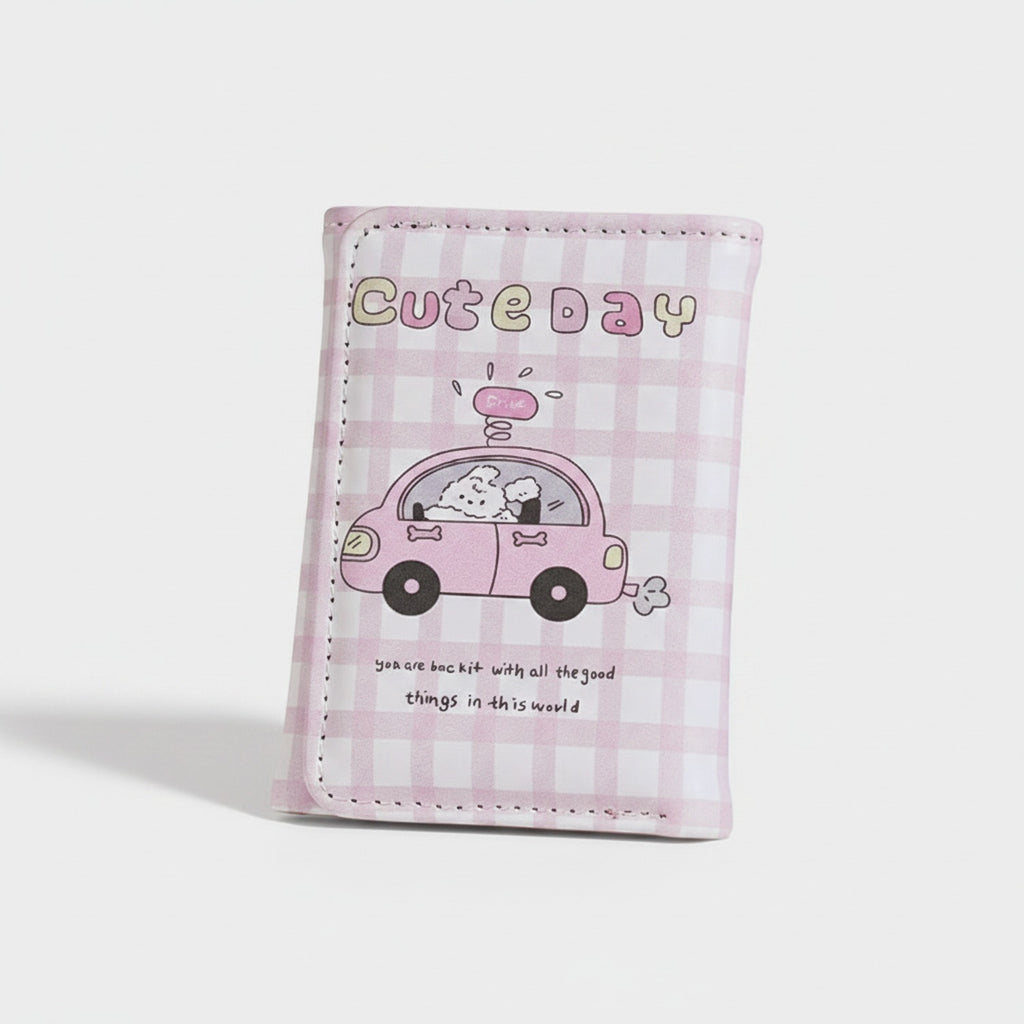 Pink Gingham Cute Day Card Holder Wallet