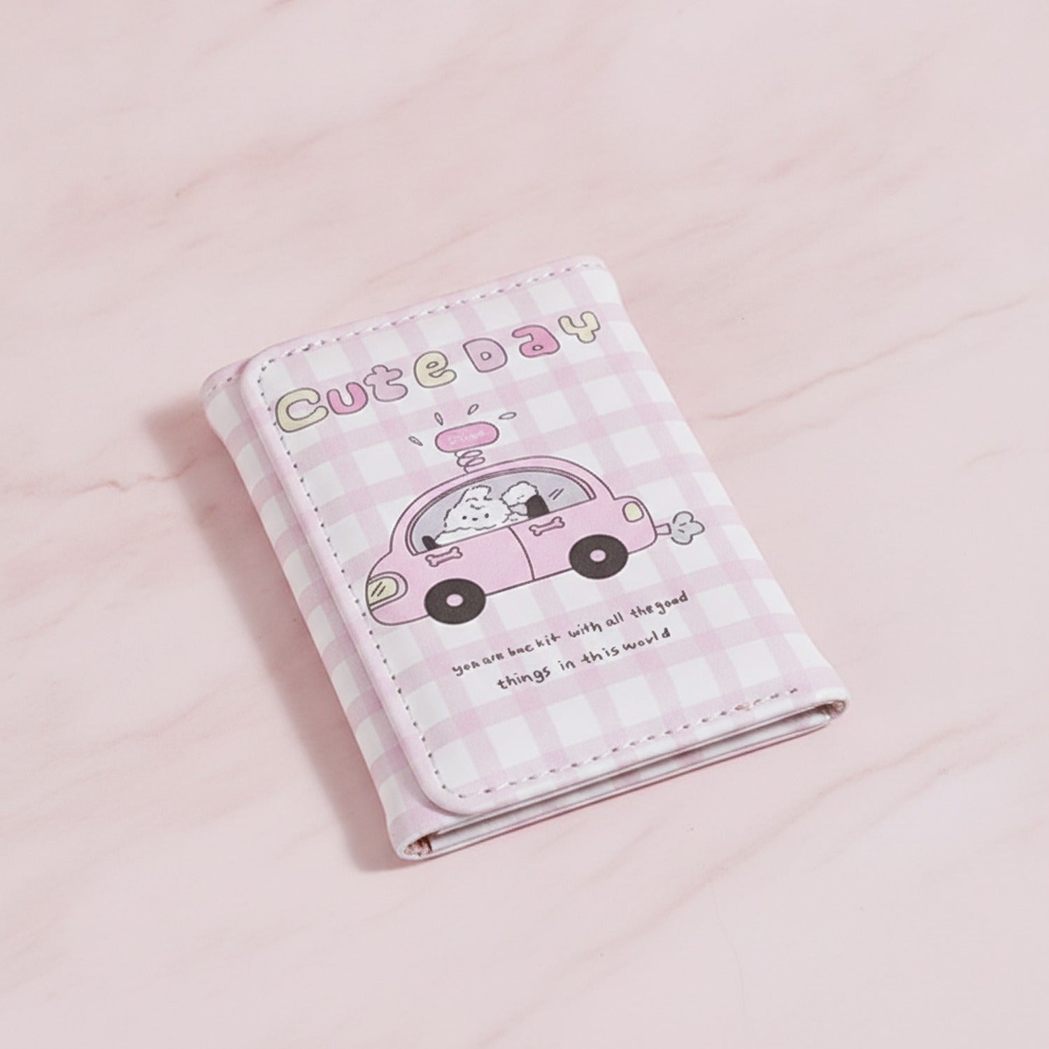Pink Gingham Cute Day Card Holder Wallet
