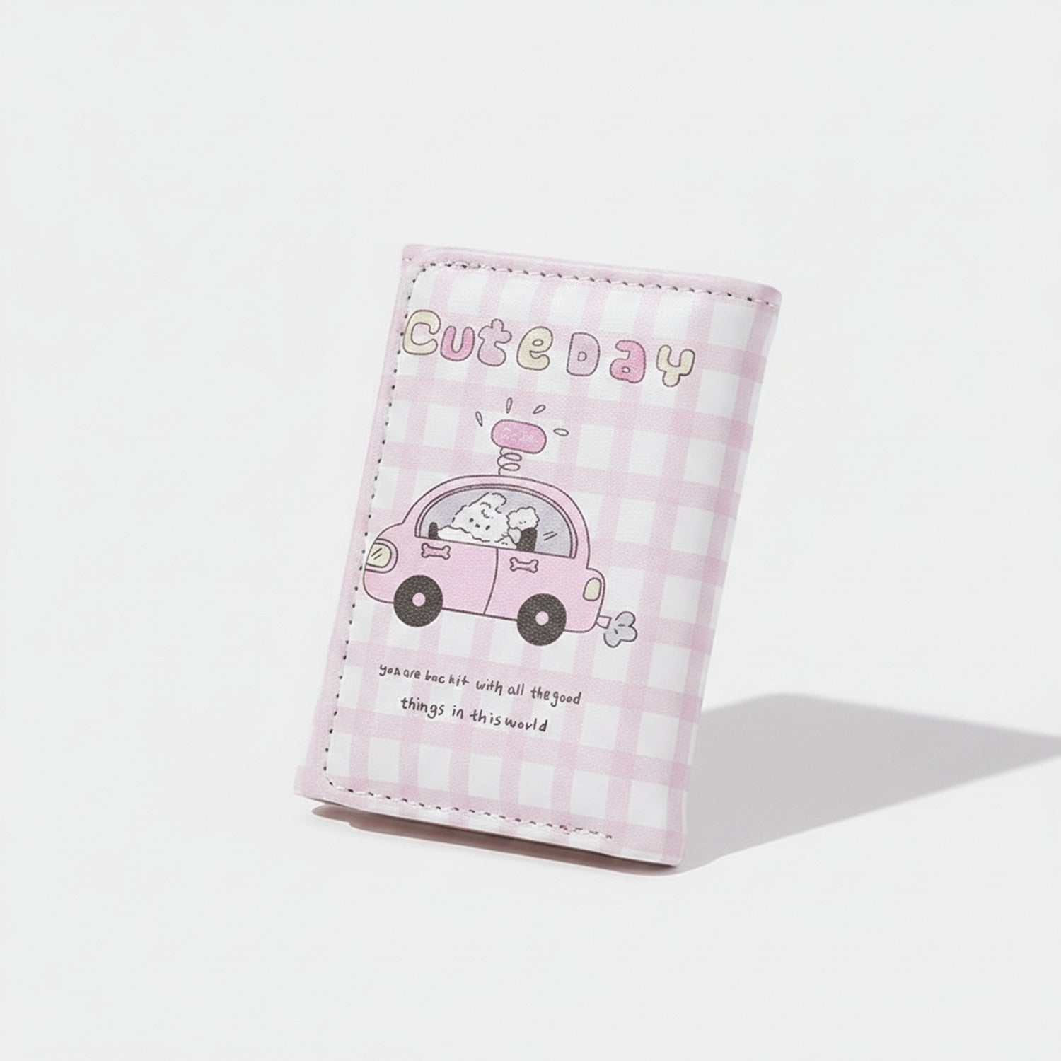 Pink Gingham Cute Day Card Holder Wallet