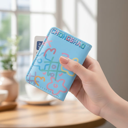 Blue Tic-Tac-Toe Star Card Holder Wallet