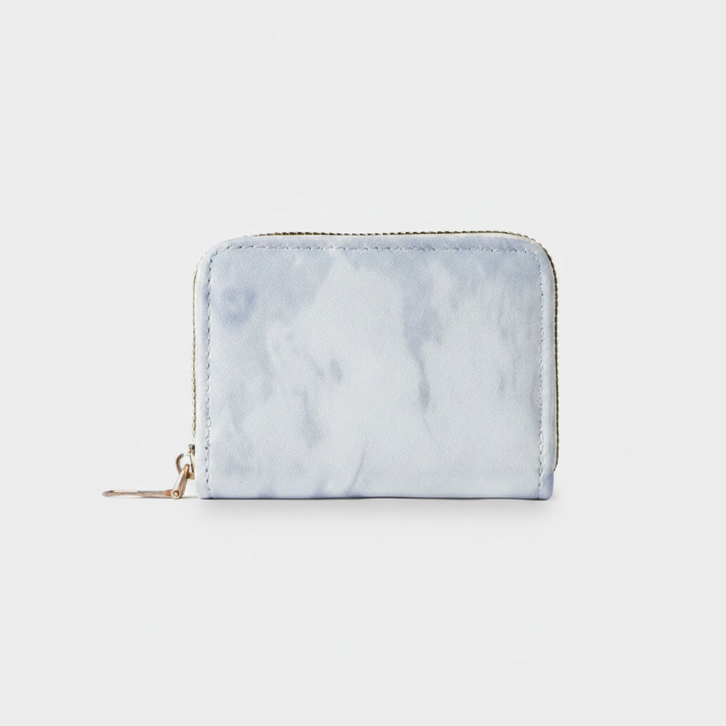 Marble Zip Wallet Light Blue Compact
