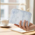 Marble Zip Wallet Light Blue Compact