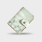 Sage Floral Linen Cardholder Wallet With Snap Closure