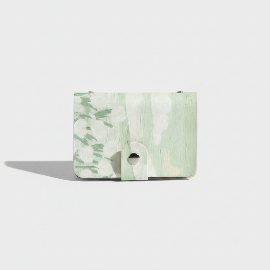 Sage Floral Linen Cardholder Wallet With Snap Closure – bags & wallets (view 1)