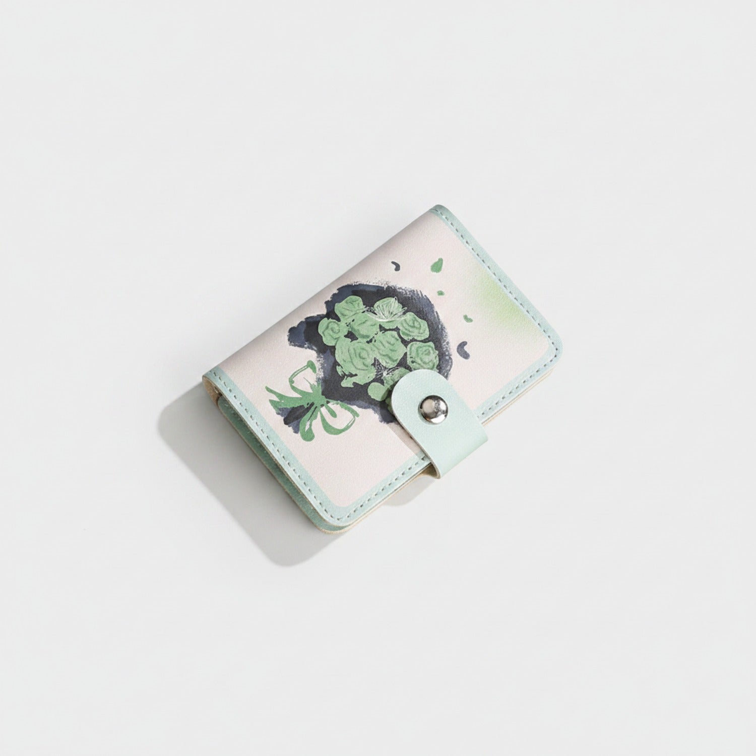 Succulent Plant Floral Mint Card Holder Wallet
