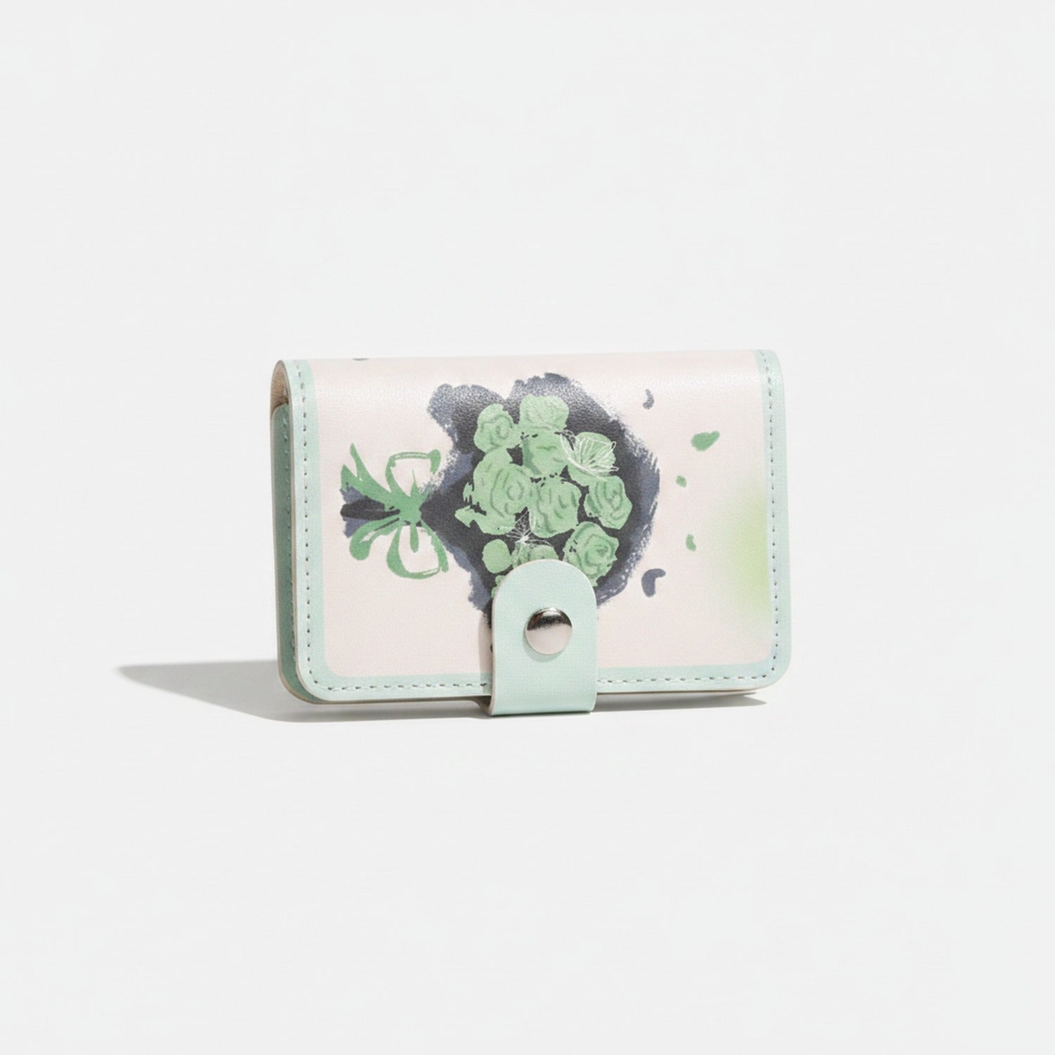 Succulent Plant Floral Mint Card Holder Wallet
