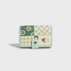 Sage Checkered Wallet With Flower Snap Closure