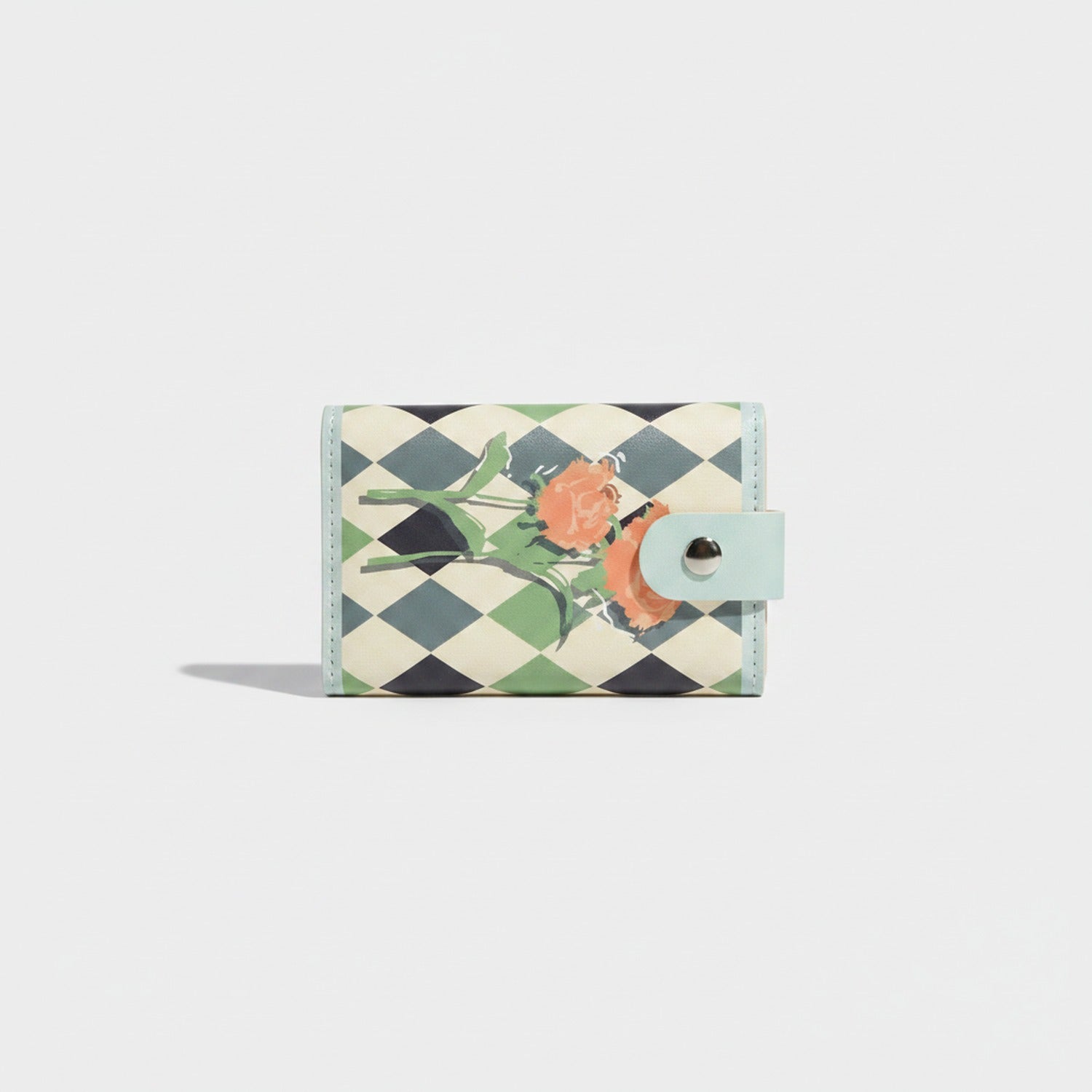 Floral Diamond Snap Card Holder Wallet