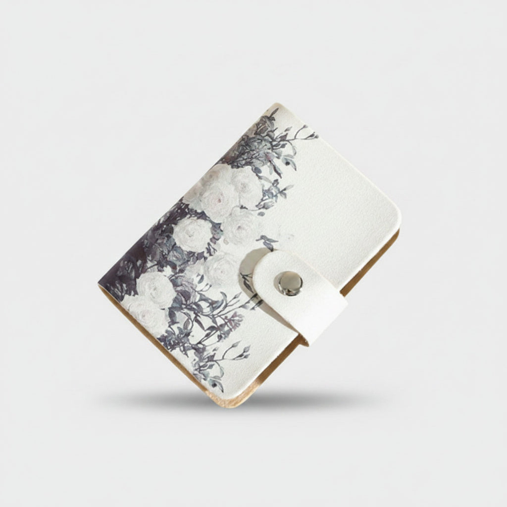 Floral Card Holder Wallet With Snap Closure