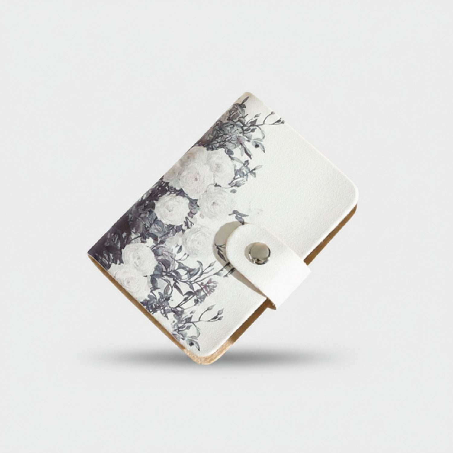 Floral Card Holder Wallet With Snap Closure